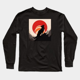 Japanese minimalist wolf poster Long Sleeve T-Shirt